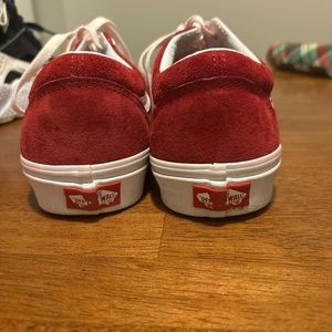 Red Velvet Vans in a size 8W.